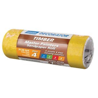 115MM X 5M A123 P120 MASTER PAINTERS SANDPAPER ROLLS (TIMBER