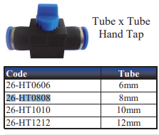 8MM PUSH IN TUBE TO TUBE HAND TAP