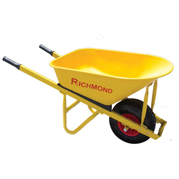 STEEL TRAY WHEELBARROW WIDE PNEUMATIC PLASTIC WHEEL