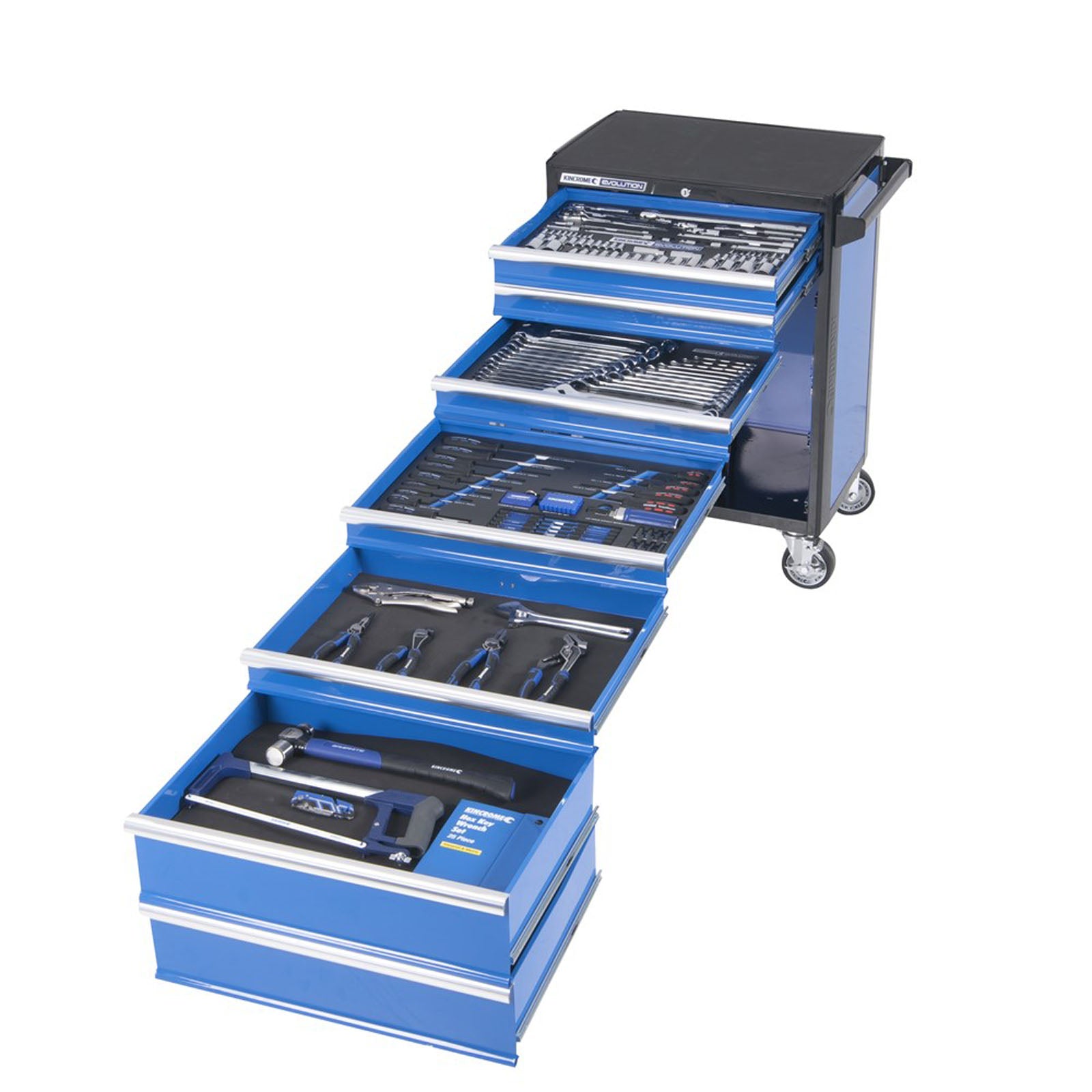 KINCROME K1630 EVOLUTION TOOL TROLLEY 232 PIECE 5 DRAWER 1/4", 3/8" AND 1/2