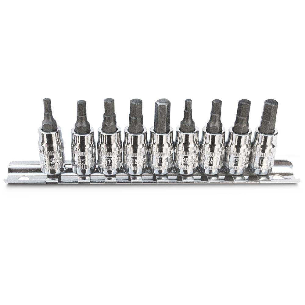 SP TOOLS 9PCE 1/4" METRIC/SAE INHEX SOCKET SET