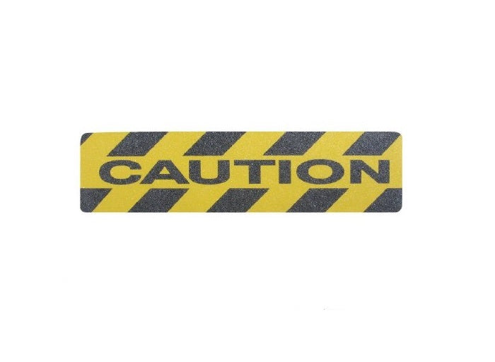 ANTIPSLIP SELF ADHESIVE FLOOR MARKER BLACK/YELLOW "CAUTION" 600MM x 150MM