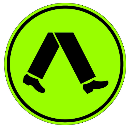 PEDESTRIANS SYMBOL 600MM DIA - ALUM - FLURO GREEN