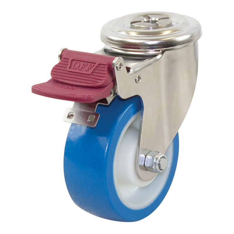 100MM REB POLY WHEEL 150KG CAPACITY BRAKED CASTOR (S4148B)