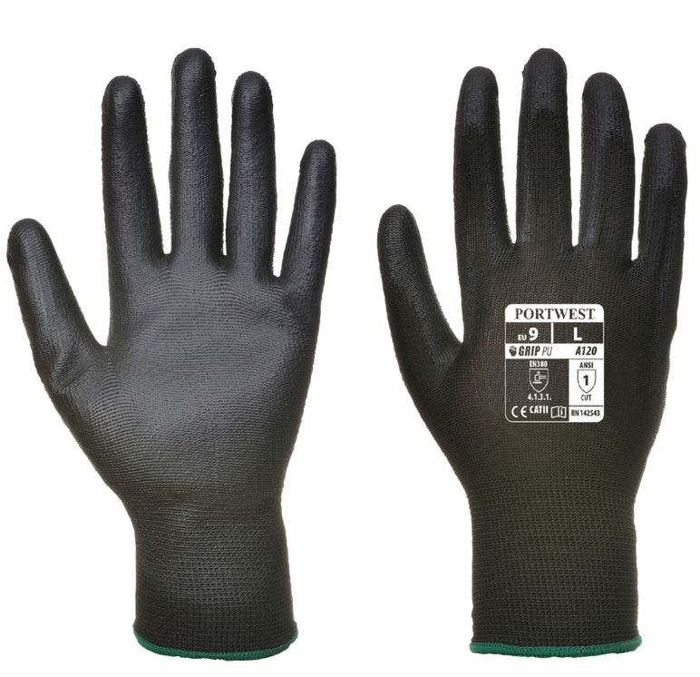 PU PALM GLOVE BLACK SIZE 7 SMALL