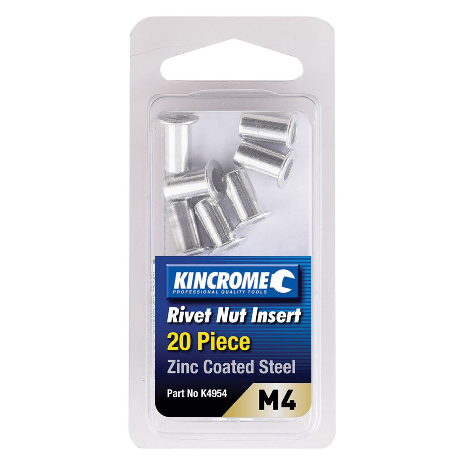 KINCROME RIVNUT ZINC STEEL  M4 20 PIECE