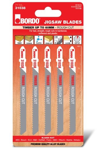 JIG SAW HCS T-SHANK CURVED CUT 100MM TIMBER 5 PK