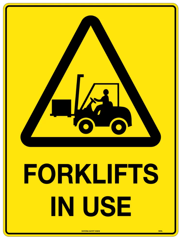 CAUTION FORKLIFTS IN USE - 600 X 400MM - POLY