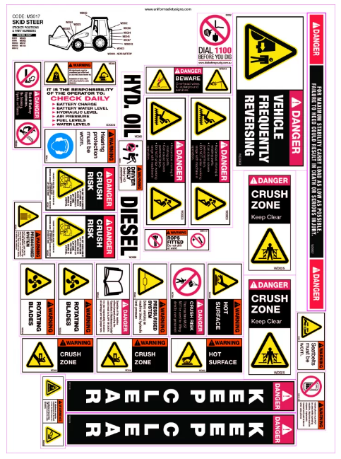 STICKER SET - SKID STEER - 421 X 580MM