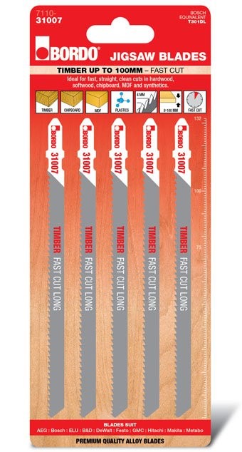 JIG SAW HCS T-SHANK STRAIGHT CUT 132MM TIMBER 5 PK