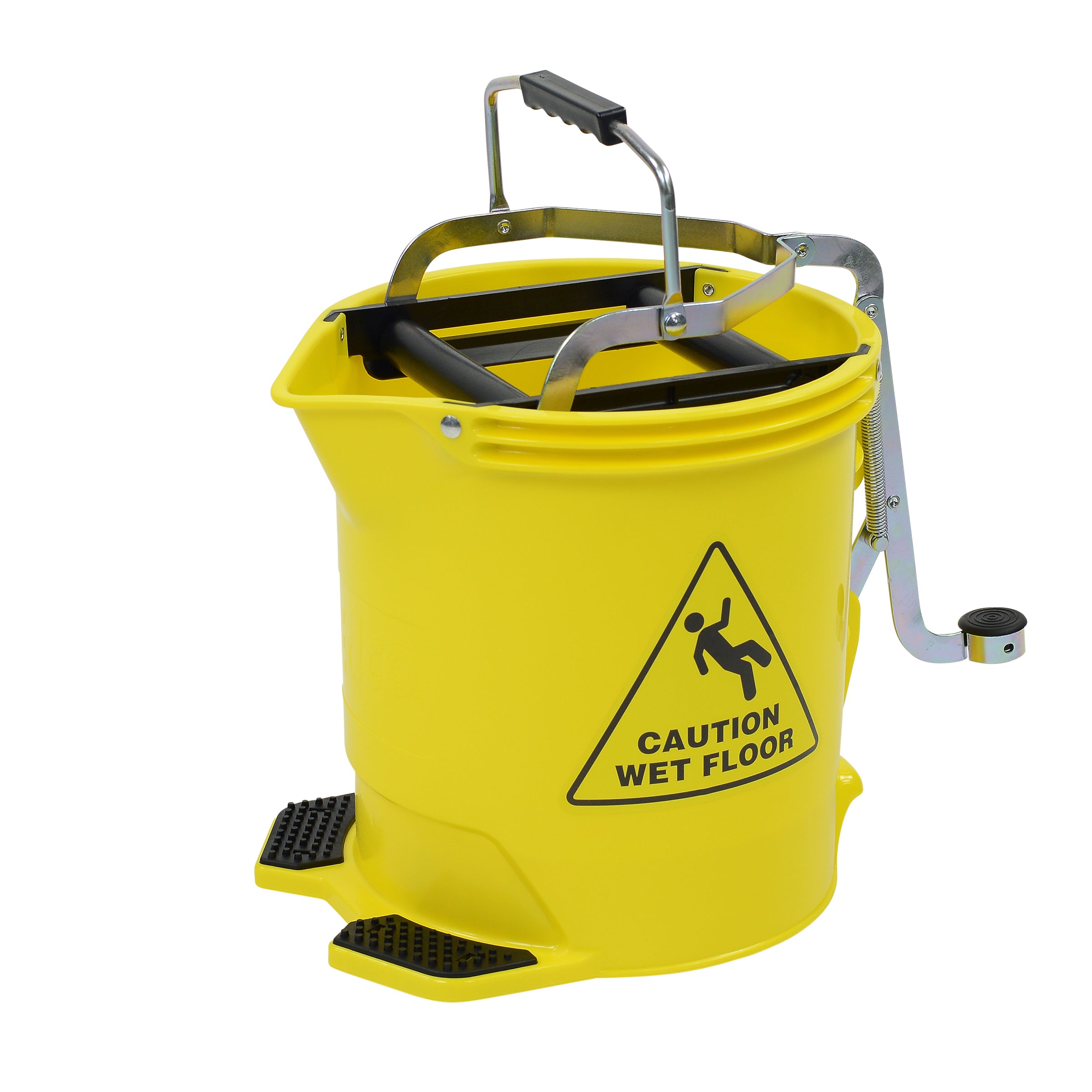 15L PLASTIC MOP BUCKET WITH METAL WRINGER - YELLOW