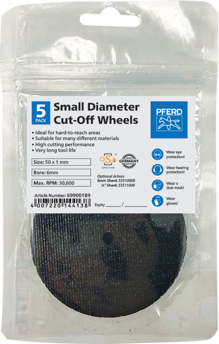 PFERD SMALL DIAMETER FLAT CUT-OFF WHEEL 50MM STEELOX - 5/PACK