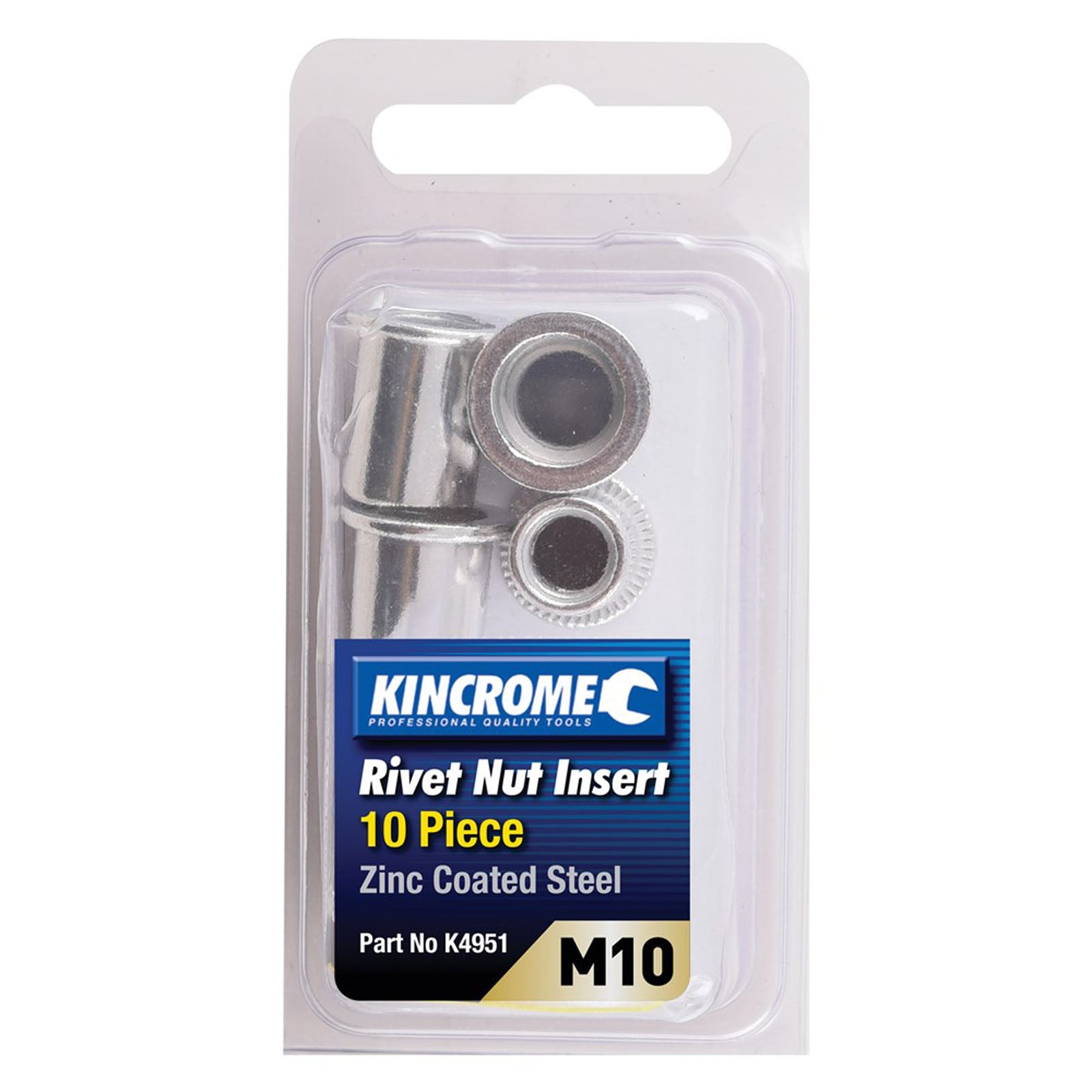 KINCROME K4951 NUTSERT ZINC STEEL M10 10 PIECE