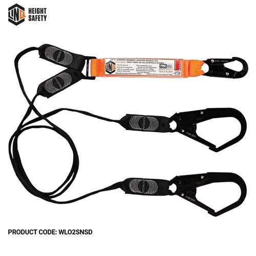 LINQ ELITE DOUBLE LEG SHOCK ABSORBING WEBBING LANYARD WITH H