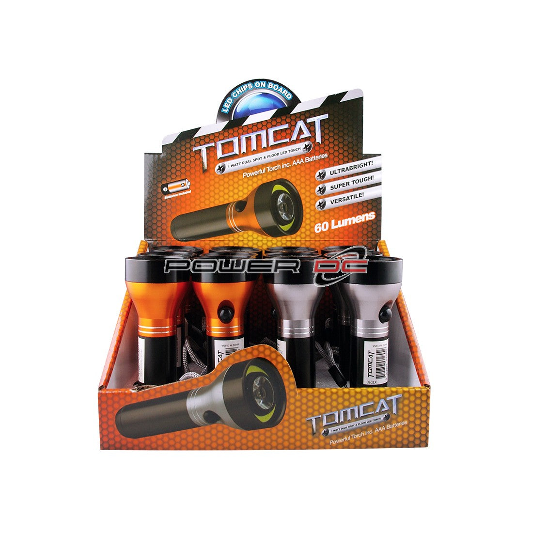 TOMCAT 1 WATT DUAL SPOT & FLOOD LED TORCH INC. AAA BATT