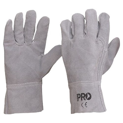 GREY HEAVY DUTY ALL CHROME LEATHER GLOVE