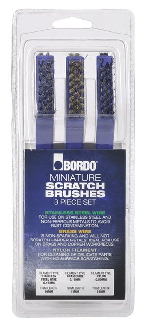 MINIATURE 3 PIECE SCRATCH BRUSH SET