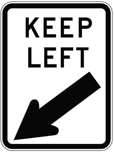 KEEP LEFT (W/ LEFT ARROW) - METAL - 600 X 400MM