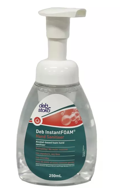 DEB INSTANTFOAM HAND SANITISER PUMP 250ML