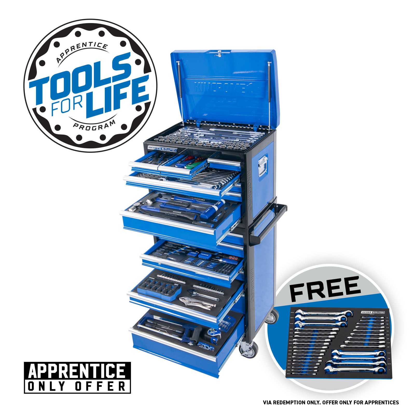 KINCROME EVOLUTION DEEP WORKSHOP TOOL KIT 306 PIECE 14 DRAWER 26"