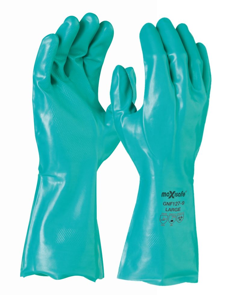 GREEN NITRILE CHEMICAL GLOVE 33CM