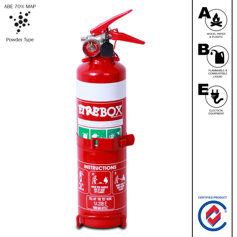 DRY POWDER FIRE EXTINGUISHER 1KG WITH VEHICLE BRKT