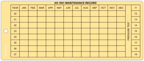 FIRE EXTINGUISHER AS1851 ALUMINIUM MAINTENANCE TAG