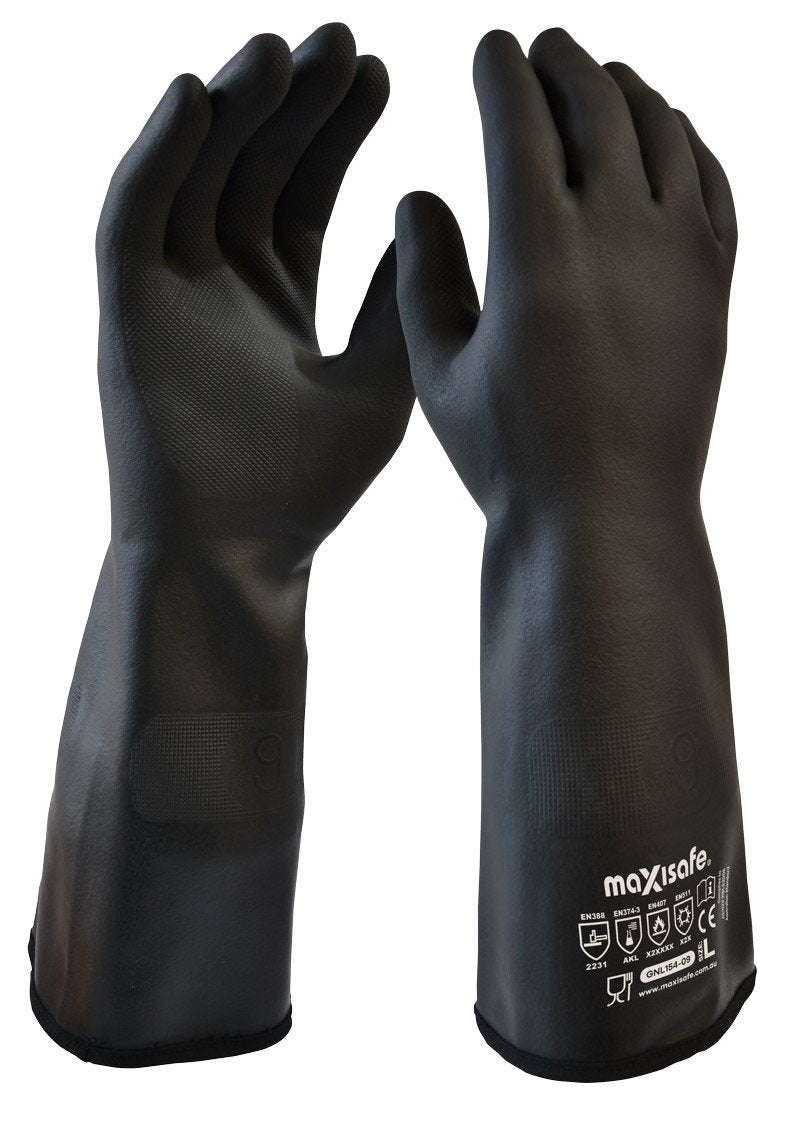 BLACK NEOPRENE LINED GAUNTLET 38CM SIZE L