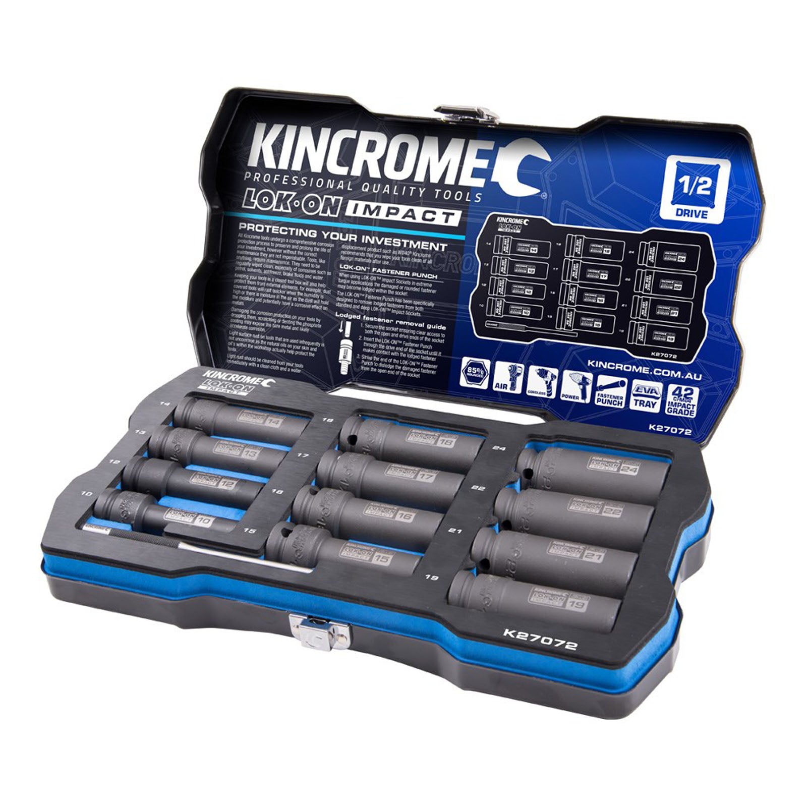 KINCROME K27072 1/2D DEEP IMPACT SOCKET 12 PIECE