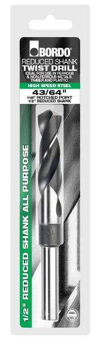 1-1/32" - REDUCED 1/2 SHANK DRILL - HSS