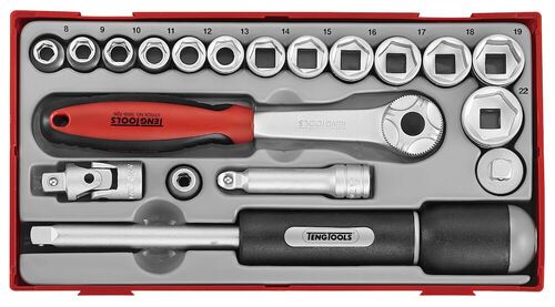 TENG TT3819 19 PC 3/8" DR METRIC SOCKET SET TC-TRAY