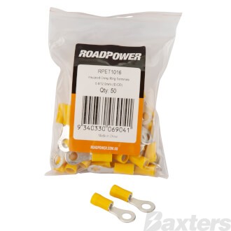 RING TERMINAL INSULATED YELLOW 6MM [PACK OF 50]