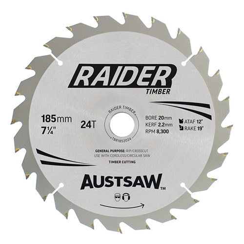 CIRCULAR SAW TIMBER BLADE (7 1/4) 185MM X 20/16 BORE X 24