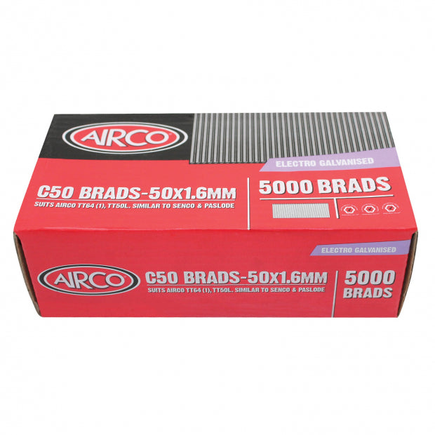 C50 BRADS ELECTRO GAL 50MM X 1.6MM BX 5000