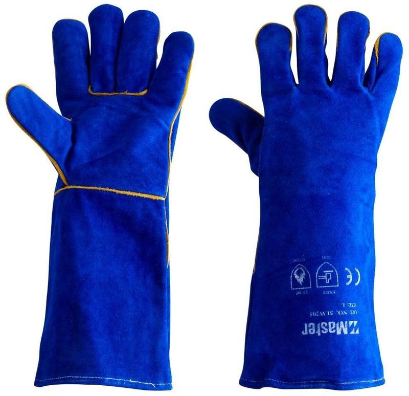 GLOVE WELDING BLUE LEATHER 40CM FULLY LINED 2444 WB40 LARGE