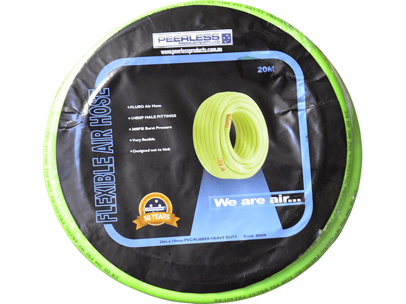 20M GREEN AIR HOSE WITH 1/4" BSP FITTINGS INDUSTRIAL