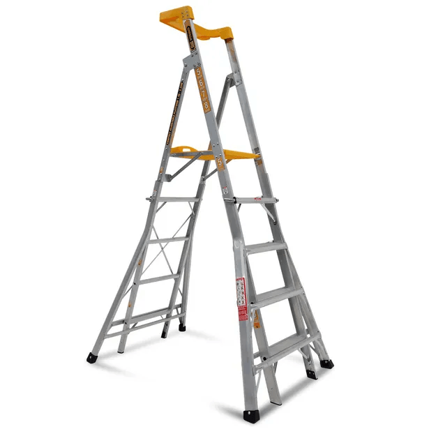 GORILLA COMPACT HEIGHT ADJUSTABLE PLATFORM LADDER 5-6-7-8 STEP ALUMINIUM 150KG INDUSTRIAL