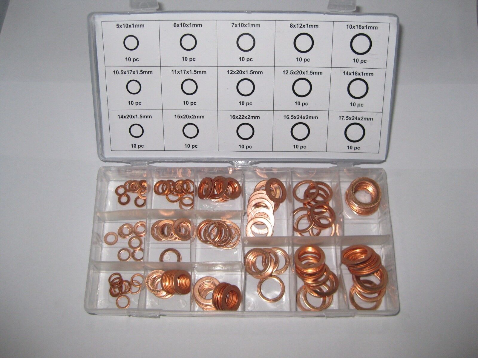 COPPER WASHER 150 PIECE GRAB KIT 5MM - 17.5MM