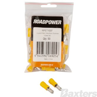 BULLET TERMINALS MALE INSULATED YELLOW 5 - 6MM [PACK OF 50]