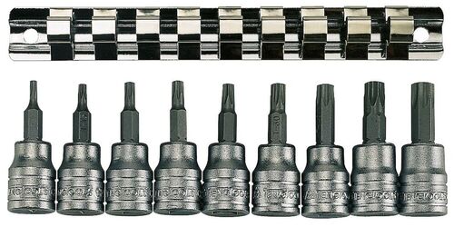 TENG M3813TX 3/8" DR 10 PC TORX BIT SOCKET SET ON RAIL