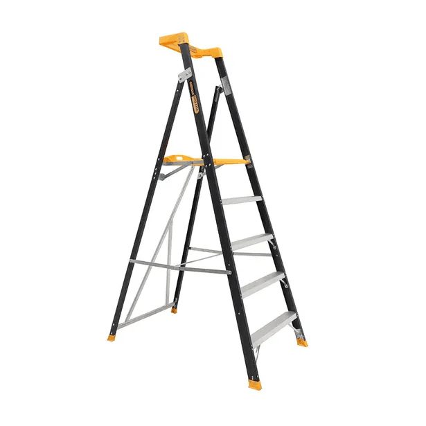 GORILLA PLATFORM LADDER  5 STEP (1.45M) PRO-LITE FIBREGLASS 150KG INDUSTRIAL