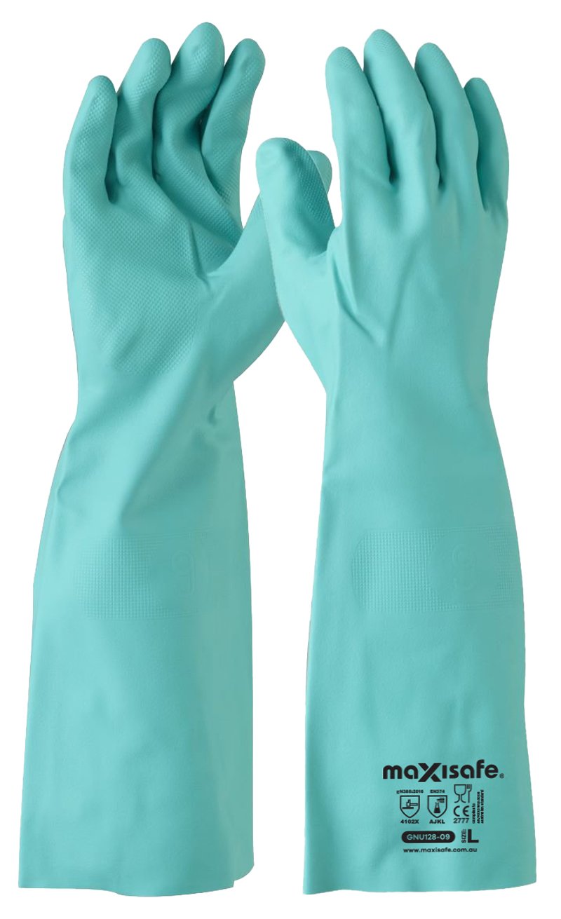 MAXISAFE GREEN NITRILE CHEMICAL GLOVE - 45 - LARGE