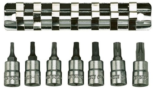 TENG M1408TX 1/4" DR 7 PC TX SOCKET SET ON RAIL