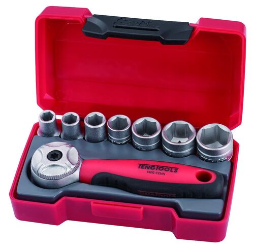 TENG T1408 SOCKET SET MINI RATCHET 8 PCS 1/4 IN DR