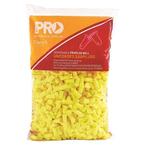 YELLOW PRO BULLET EAR PLUGS - REFILL BAG (500)