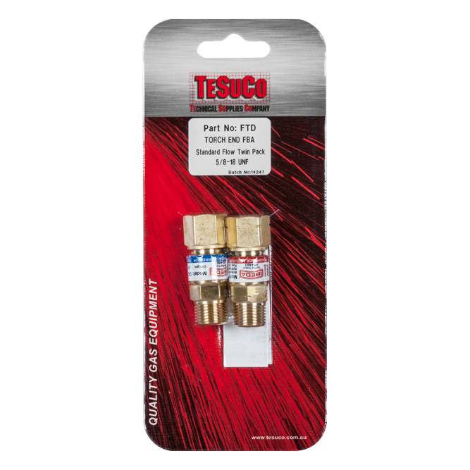 FLASHBACK ARRESTOR OXY/FUEL STD FLOW TORCH END 5/8-18 UNF TWIN PACK