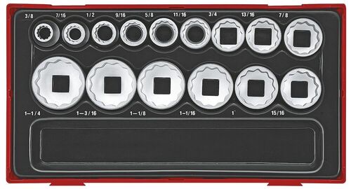 TENG TT1215AF 15 PC 1/2" DR. AF SOCKETS TC-TRAY