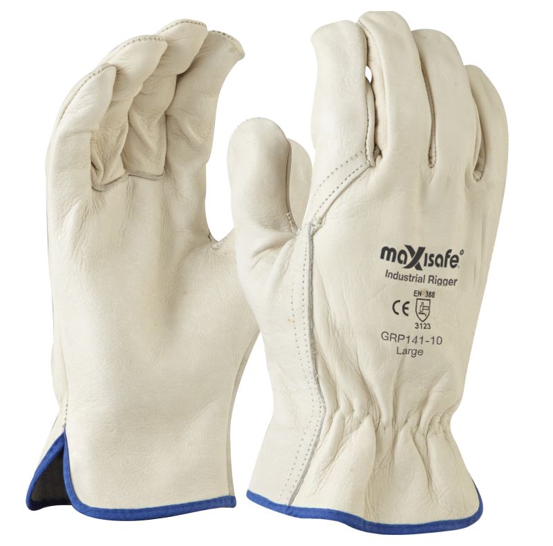 PREMIUM BEIGE COWGRAIN RIGGER GLOVE - LARGE