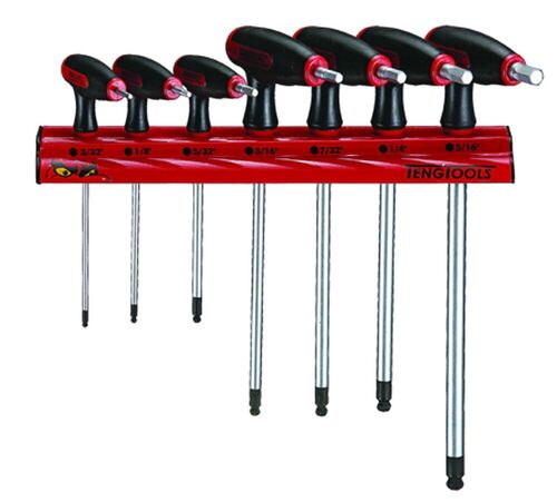 TENG WRHEX07AF 7 PC T HANDLE BALL HEX DRIVERS WALL RACK A-F