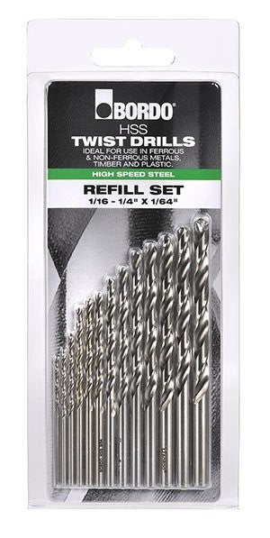 1/16 - 1/4" X 1/64 - HSS - DRILL REFILL - 13 PCE